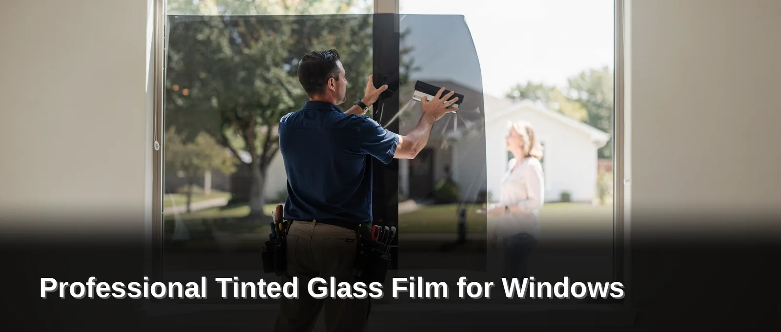 Tinted glass film installation illustration with article title