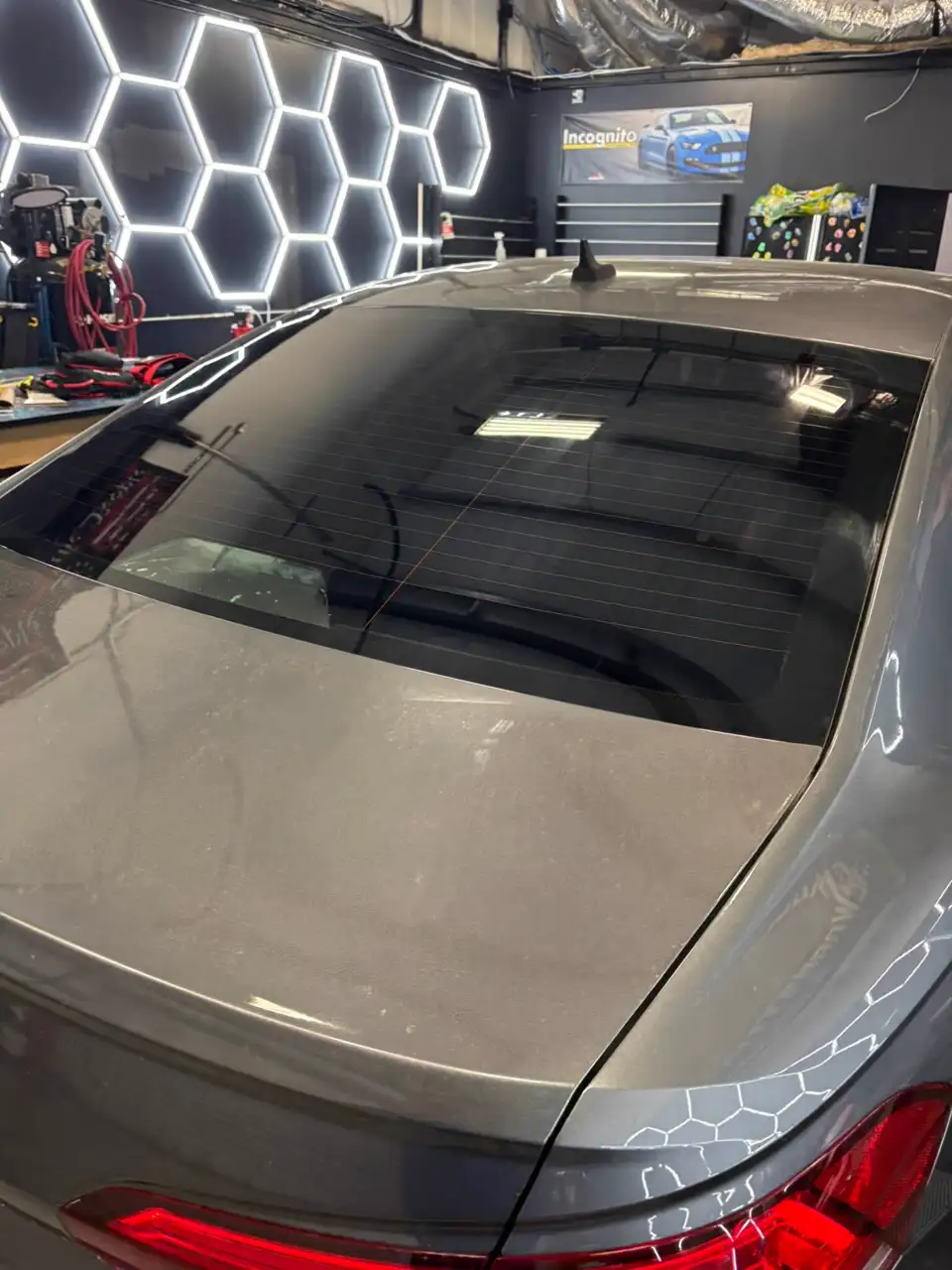 Inside the LeWolf Window Tint shop in Magnolia, Texas