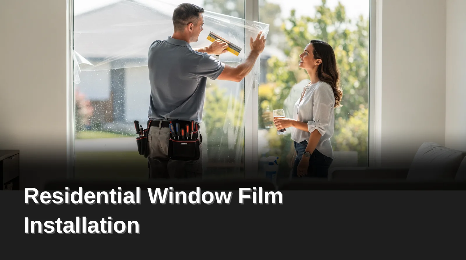 Residential window film installation illustration with article title