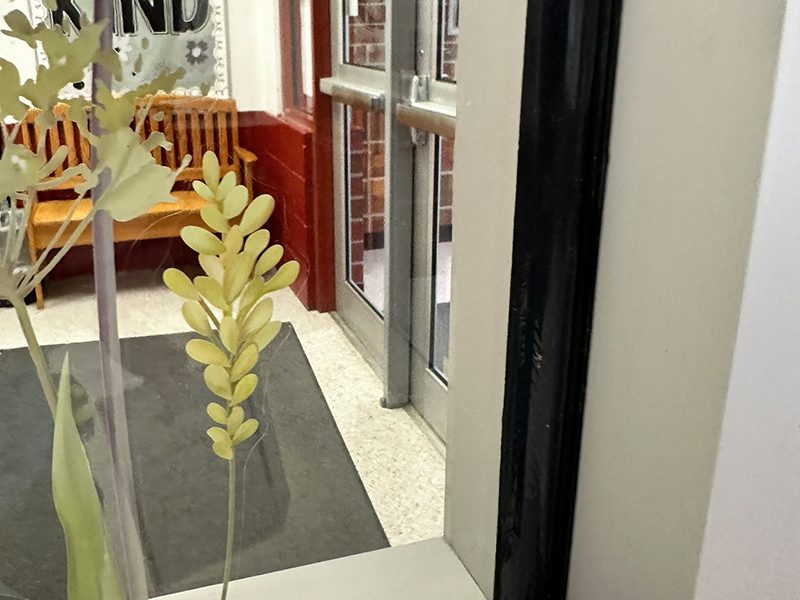 Frosted privacy film on office glass
